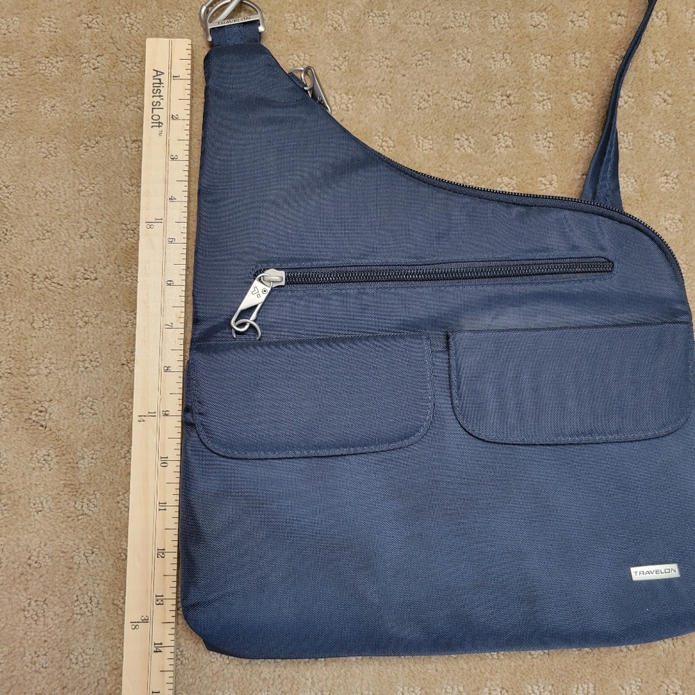 Travelon Anti-Theft Classic Crossbody Security Travel Bag Purse Midnight - Blue - Picture 12 of 14